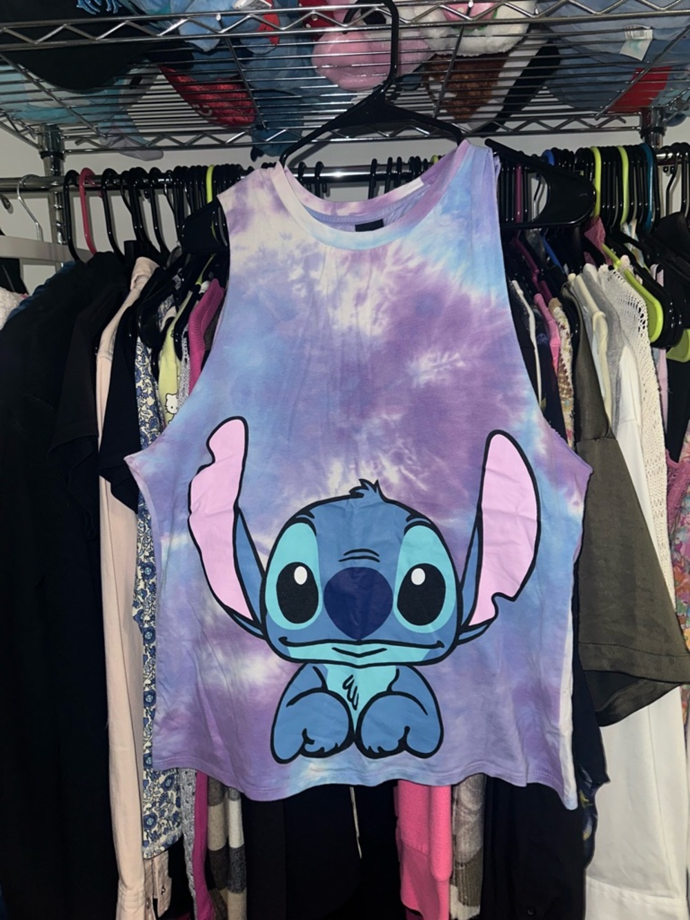 Disney Girls' Tie-Dye Stitch Tank Top - Purple & Blue
